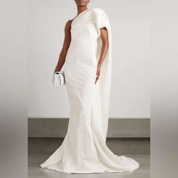 Rick Owens One Shoulder White cape Dress